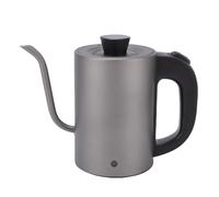 Fdit Bollitore Elettrico a Collo di Cigno con Beccuccio Lungo, Bollitore per Acqua Calda Grigio Ti da 800 Ml per Versare Sopra caffè e tè, Spegnimento Automatico, 600 W (Spina europea 220 V)