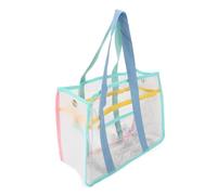 Fdit Borsa Grande Trasparente Borsa da Viaggio Portatile Elegante per Donna, Spaziosa Spiaggia Trasparente per il Divertimento Estivo (Blu Verde)