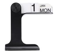 Fdit Calendario da Tavolo Sfogliabile, Moderno Display della Data in PP e Carta con Base Girevole, Design Sfogliabile per L'arredamento della Scrivania di Casa e Ufficio, Organizer (BLACK)