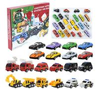 Fdit Calendario Dell'avvento di Natale, Calendario Dell'avvento Auto con 24 Veicoli Giocattoli, Tiri per Bambini, di Natale, Giocattoli di Apprendimento Educativo (Come Mostrato in)