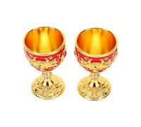 Fdit Calice Oro Rosso, 2 Pezzi Coppe Smaltate in Stile con Rosa Gemma, per Occasioni Decorativi (rosso)