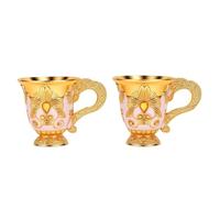 Fdit Calici Vintage, Bicchieri in Metallo Placcato Oro con Rilievi Floreali da 2 Pezzi