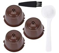 Fdit Capsule Caffè Riutilizzabili, Set di 3 Cialde Ricaricabili con Cucchiaio e Spazzola, in Plastica PP per (Tre pacchi)