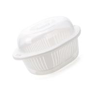 Fdit Cestello Scolapiatti Multiuso a Doppio Strato con Coperchio Trasparente, Ideale per Conservare Frutta e Verdura in, 1 unità (piccolo bianco)
