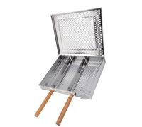 Fdit Cestino per Griglia, Cestino per Griglie per Griglie in Acciaio Inossidabile Cesto Barbecue da Campeggio Esterno con Divisori Staccabili per Verdure di Carne di (doppia maniglia)
