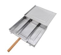 Fdit Cestino per Griglia, Cestino per Griglie per Griglie in Acciaio Inossidabile Cesto Barbecue da Campeggio Esterno con Divisori Staccabili per Verdure di Carne di (singola maniglia)