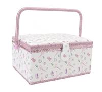 Fdit Cesto da Cucire Design in Tessuto con Vassoio Rimovibile, Scatola di Organizzatore di Cucitura Grande Viola per Forbici Fili di Aghi, Stoccaggio di Strumenti di Fabbricazione