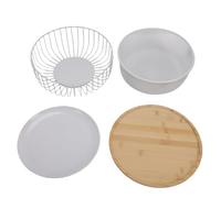 Fdit Cesto di Frutta Set di 2, Ciotola Decorativa in Ferro e Legno Composito con Coperchio per Snack di Frutta Decorazione del Bancone della di Casa 11,6 Pollici 11 Pollici