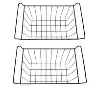 Fdit Confezione da 2 Contenitori per Congelatore in Filo Metallico, Contenitori per Congelatore, per Frigorifero, Dispensa, Armadietti da, Armadi, con Robusta Struttura in Acciaio, (BLACK)