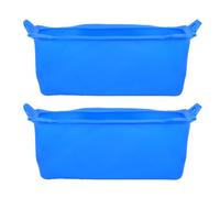Fdit Confezione da 2 Vassoi Raccogli Olio in Silicone, Contenitori Riutilizzabili per Tazze di Grasso, Vaschetta Raccogligocce Antiaderente con Manico Antiscivolo, Lavabile in (Blue)