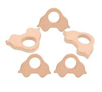 Fdit Confezione da 5 Giocattoli per Massaggiagengive in Legno Naturale per Bambini Anelli per Dentizione in Legno Massello di Faggio per Neonati da 0 a 12 Mesi Regalo per Masticazione (Digitare 3)