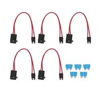 Fdit Connettore del Supporto per Fusibili per Mini Lama Automobilistica 5 Pezzi, Filo di Prolunga 20A con Fusibili 15A per Pannelli a Scatola di Fusibili Difficili Raggiungere (ATTO M 19,1 mm)