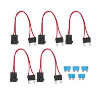 Fdit Connettore del Supporto per Fusibili per Mini Lama Automobilistica 5 Pezzi, Filo di Prolunga 20A con Fusibili 15A per Pannelli a Scatola di Fusibili Difficili Raggiungere (LCA L 29,2 mm)