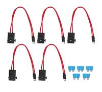 Fdit Connettore del Supporto per Fusibili per Mini Lama Automobilistica 5 Pezzi, Filo di Prolunga 20A con Fusibili 15A per Pannelli a Scatola di Fusibili Difficili Raggiungere (Piedini lunghi 9,1 mm)