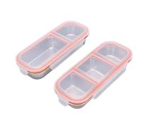 Fdit Contenitore per il Pranzo in Metallo con Anello di Tenuta in Silicone per Ufficio e Scuola, Contenitori per il Pranzo in Acciaio Inossidabile a Prova di Perdite da 2 Pezzi 700ML 600ML