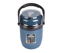 Fdit Contenitore Termico per il Pranzo in Barattolo per Alimenti Isolato in Acciaio Inossidabile 304 2L Impilabile a Tenuta Stagna con Cucchiaio Pieghevole per Ufficio Scuola Casa (BLUE)