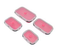Fdit Contenitori per Alimenti in Silicone da 4 Pezzi, Contenitori Pieghevoli per la Preparazione dei Pasti con Scatola per il Pranzo con Coperchio a Prova di Perdite, per Viaggi in (Rosa rossa)
