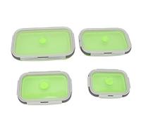 Fdit Contenitori per Alimenti in Silicone da 4 Pezzi, Contenitori Pieghevoli per la Preparazione dei Pasti con Scatola per il Pranzo con Coperchio a Prova di Perdite, per Viaggi in (GREEN)