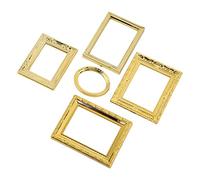 Fdit Cornice per Specchio per Casa delle Bambole, Accessori per Casa Giocattolo in Miniatura Intagliata Vintage per Camera da Letto, Soggiorno, Decorazione per delle Bambole, Confezione da 5