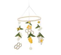 Fdit Culla con Fiori e Api Intrecciate a Mano, Giocattolo Mobile, Decorazione per la Cameretta, da Appendere, in Morbido Legno di bambù