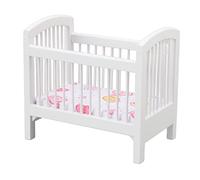 Fdit Culla in Legno per Casa delle Bambole, Culla da Camera in Miniatura Vivace e Luminosa per Casa in Scala 1:12, Bianco, la Scelta Migliore per la Decorazione della delle Bambole