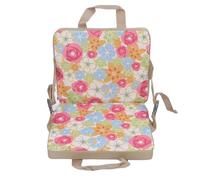 Fdit Cuscino da Stadio con Supporto per la Schiena Sedia da Stadio Portatile per attività All'aperto Pesca Picnic Cotone Perlato Grigio 1pz (Fiore)