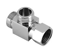 Fdit Deviatore per Braccio Doccia a Tre Vie da G1/2 Pollice, Adattatore in Ottone a Forma di T con Cromatura, 1 Ingresso, 2 Uscite per Idrico Domestico, Splitter per Soffione Doccia