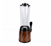 Fdit Dispenser per Bevande da 2,5 Litri con LED, Tubo del Ghiaccio Rimovibile Server per Bevande a Torre per Birra per Bar di Casa, Feste, Riunioni, Plastica Trasparente (Venatura del legno)