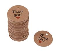 Fdit Etichette d'Amore Fatte a Mano da 100 Pezzi Etichette Fatte a Mano dipinte Rotonde Etichette Kraft per Decorazioni Natalizie da Appendere(Thank You)