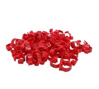 Fdit Fasce per Cosce di Pollame, Etichette Protettive Numerate per Polli, Piccioni, Confezione da 100, Fasce per Cosce di Pollo in Plastica da 20 Mm per L'agricoltura (Rosso)