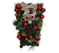 Fdit Festivo Natalizio a Goccia, Ghirlanda Creativa in Abete Rosso Artificiale con Palline di Pigne e Fiocco per Esporre Ringhiere per Porte e Finestre