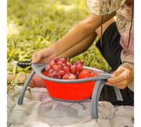 Fdit Filtro Portatile in Silicone Pieghevole con Filtro a Cestello, Scarico Ecologico per Verdure Bollenti per la Casa, Arancione Grigio (Rosso Grigio)