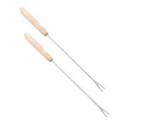 Fdit Forchette per Fonduta in Acciaio Inossidabile, Confezione da 2 Forchette per Immersione di Formaggio e Cioccolato con Manico in Legno, Leggere per Feste per Frutta e