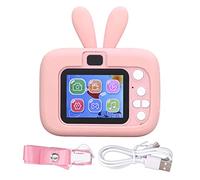 Fdit Fotocamera Digitale per Giovani Studenti, Display a Colori USB da 2 Pollici 400 MAh 1080P con Riconoscimento Facciale AI e 5 Giochi Puzzle, Ricarica USB per Giochi All'aperto Al (PINK)