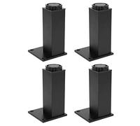 Fdit Gambe per Mobili Regolabili in Lega di Alluminio da 4 Pezzi, Piedini per Armadietti Resistenti con Base Antigraffio, per Divani Letto, Armadietti, Tavoli, (Base per mobile quadrata 120 mm-nera)