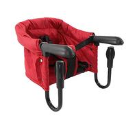 Fdit Gancio su Sedia, Clip Pieghevole Portatile su Seggiolone Seggiolino per Bambini con Cintura di Sicurezza a 3 Punti Cuscino Lavabile in Lavatrice Staccabile per Viaggi a Casa (rosso)