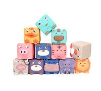 Fdit Giocattoli da Spremere per Bambini Blocchi in Silicone Morbido da Bagno Dentizione 12M+ Numeri Animali Frutta, Set di 12 per L'apprendimento Precoce, Galleggianti nell'Acqua per Il Bagnetto