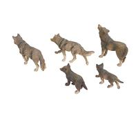 Fdit Giocattoli di Lupi di Animali Selvatici Set di Modelli in Plastica Vivida, Figurine di Lupi da 5 Pezzi per Scene di Paesaggi di Giocattoli Educativi