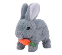 Fdit Giocattolo Realistico di Coniglio di Peluche con Suoni Che Imitano il Giocattolo di Coniglio Che Salta Elettrico, Ottimo per il Gioco Genitore-figlio (GREY)
