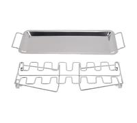 Fdit Griglia per Cosce di Pollo in Acciaio Inossidabile con Vassoio Raccogligocce, Supporto per Bacchette Pieghevole a 12 Slot per Affumicatore alla Griglia del Forno, Supporto di