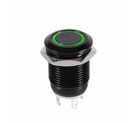 Fdit Interruttore a pulsante momentaneo a LED per auto 12 mm Caso Nero 2A Materiale in Ottone Facile Installazione 1 Pack (GREEN)