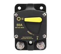 Fdit Interruttore Automatico da 12V a 48V CC con Ripristino Manuale, Interruttore Automatico da 48V CC con Guscio in ABS e Terminali in Rame Nichelato per, Imbarcazioni, Motori (50A)