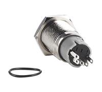 Fdit Interruttore LED in Metallo 16 Mm, Interruttore di Alimentazione a Pulsante a Scatto 12V con Indicatore LED Interruttore a Pulsante Industriale in Metallo 1NO1NC 3A 250VAC