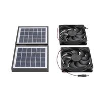 Fdit Kit di Ventola Solare Ventola Solare di Refrigerante di Ventilazione 2x5W per Piccoli Spazi di Pollo Cooperativo, Materiale di Silicio Mesquino (BLACK)