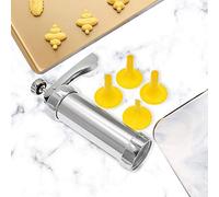 Fdit Kit per Biscotti, Pressa per Biscotti, Goffratore per, in Acciaio Inox, con 20 Dischi e 4 Ugelli per Glassa, per Fare Fai da Te, Decorazioni per torte.