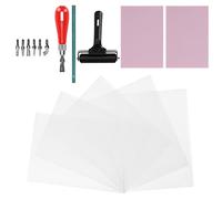 Fdit Kit per Intaglio della Gomma Set per Blocchi di Timbri con 5 Strumenti 2 Gomme 6 Lame per Stampe, Stampe, Incisioni Artistiche