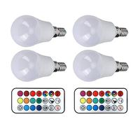 Fdit Lampadina LED RGB Che Cambia Colore, Lampada Telecomandata, Illuminazione Decorativa per la Casa, Confezione da 4 (RGB+bianco caldo 3000K E14)