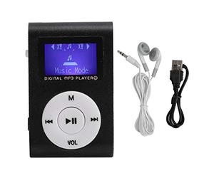 Fdit Lettore Mp3, Mini Lettore Musicale Portatile MP3 Sport Back-Clip Schermo LCD Supporto MP3 Scheda di Memoria(Nero)