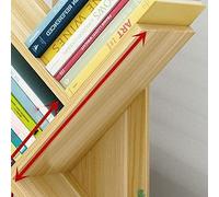 Fdit Libreria Ad Albero in Legno Massello 3 Ripiani, Scaffale per Libri con Base Robusta e Design a Forma di Albero Creativo, per Ufficio Casa Scuola Scrivania (Colore Noce Chiaro)