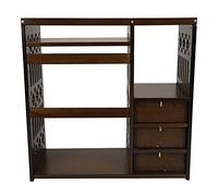 Fdit Libreria da Scrivania in bambù, Scaffale Organizer con 3 Cassetti e Ampio Spazio di Archiviazione, for Ufficio Domestico e Studio